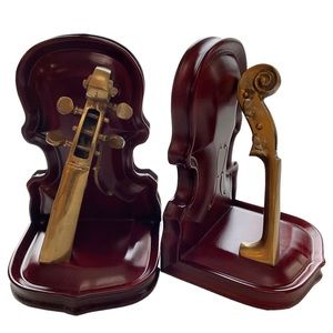 Vintage Violin Bookend Brass and Wood Andrea by Sadek